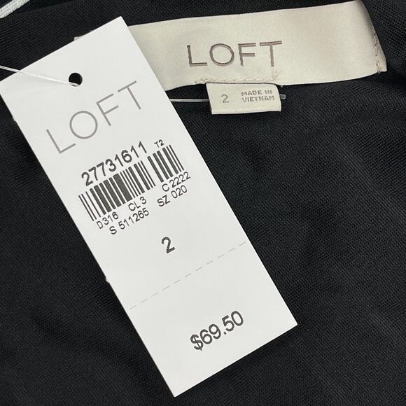 Loft Striped Twist Back Fit & Flare Dress Sz 2 New $70 Black White Knit Pull On - Picture 6 of 10